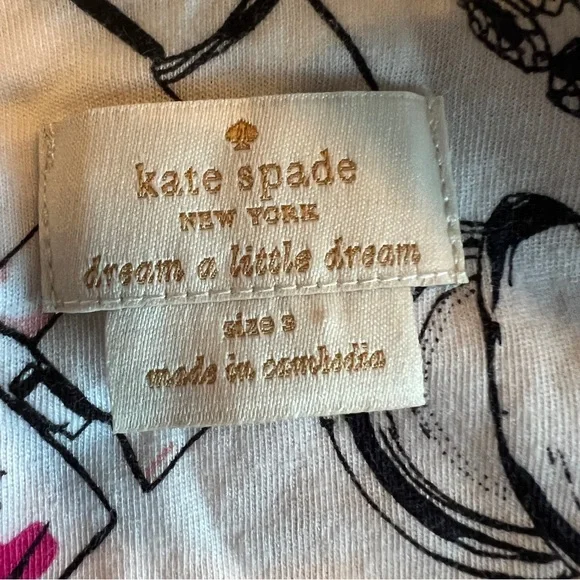 Kate Spade Dream A Little Dream Makeup Print Pajama Top Only Lightweight Flannel - Picture 6 of 8